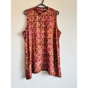 Logo Lori Goldstein Women's Sleeveless Pink Textured Tunic Top Pockets XL